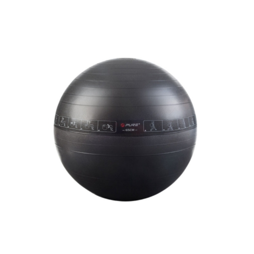 Afbeeldingen van GYM BAL 65 CM ZWART + POMP P2I 